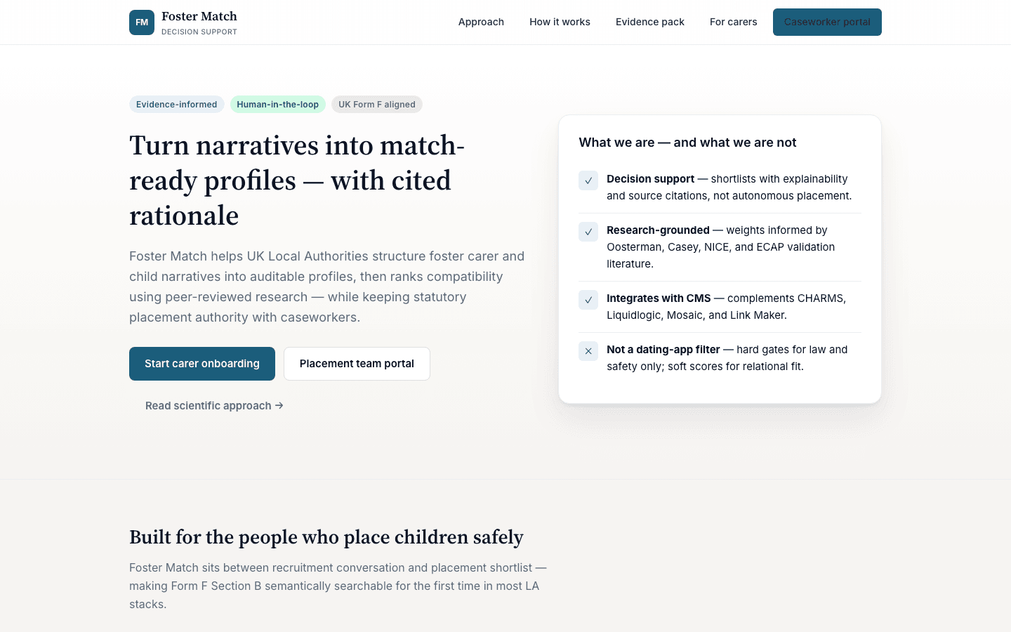Foster Match product screenshot